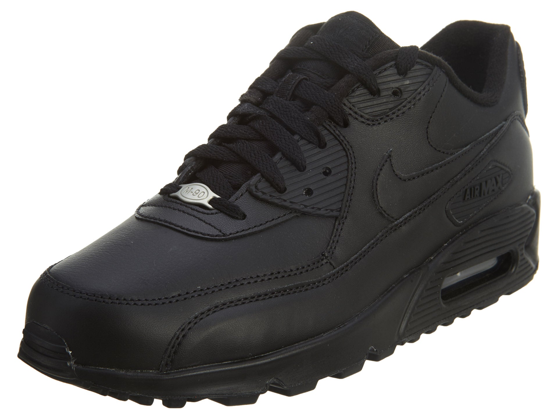 Nike Air Max 90 Leather Black Mens Running Shoes 302519-001