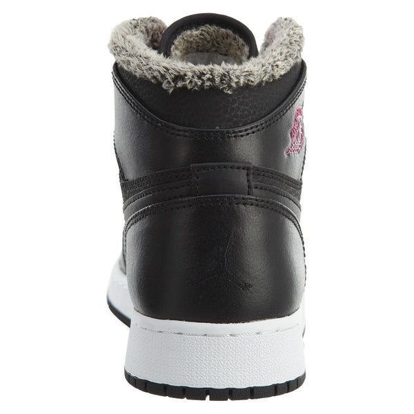 Jordan 1 Retro High Fleece Black Pink (GS) Basketball Shoes Big Kids Sneaker Style# 332148-014