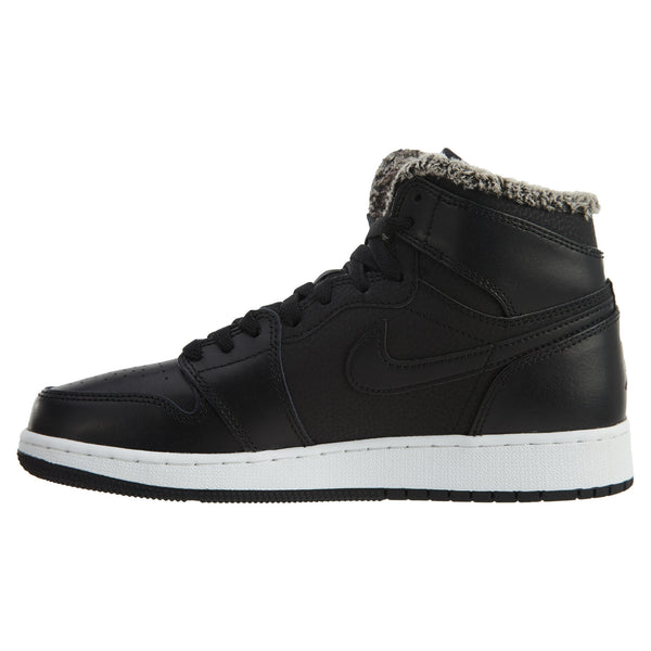 Jordan 1 Retro High Fleece Black Pink (GS) Basketball Shoes Big Kids Sneaker Style# 332148-014