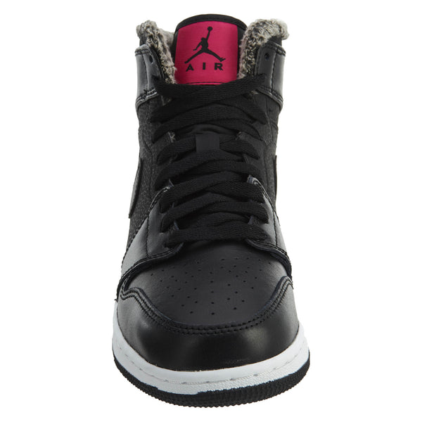 Jordan 1 Retro High Fleece Black Pink (GS) Basketball Shoes Big Kids Sneaker Style# 332148-014