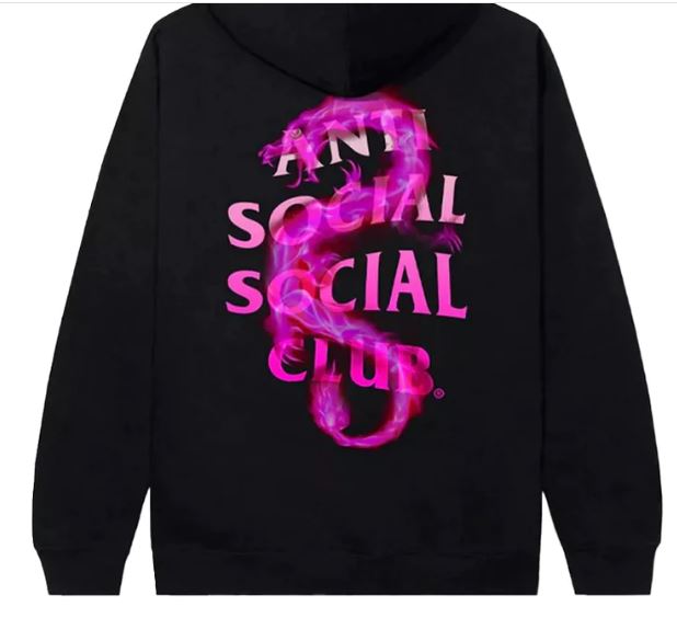 ANTI SOCIAL SOCIAL CLUB PINK DRAGON HOODIE BLACK