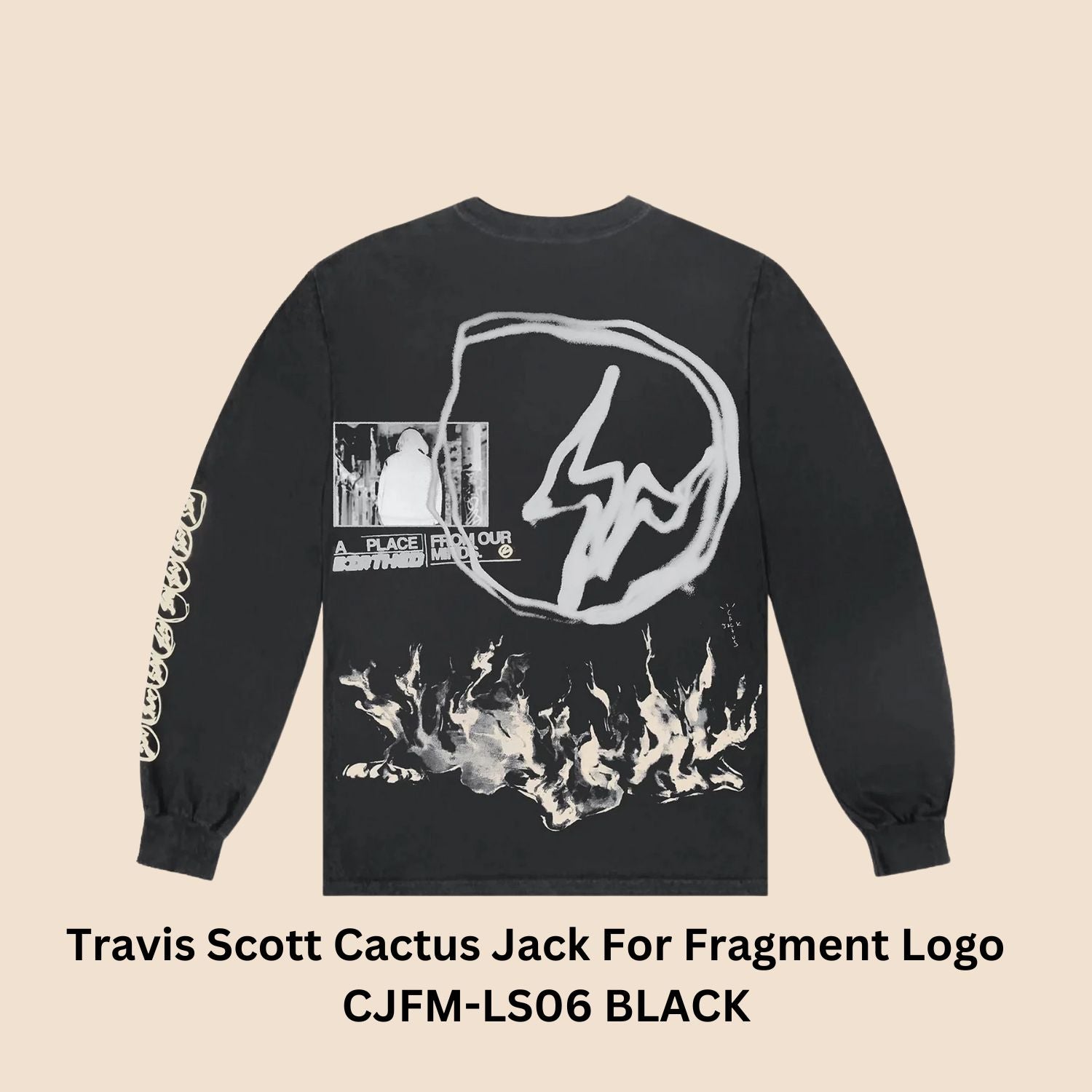 Travis Scott Cactus Jack For Fragment Logo Long-Sleeve "Black" Style# CJFM-LS06 BLACK