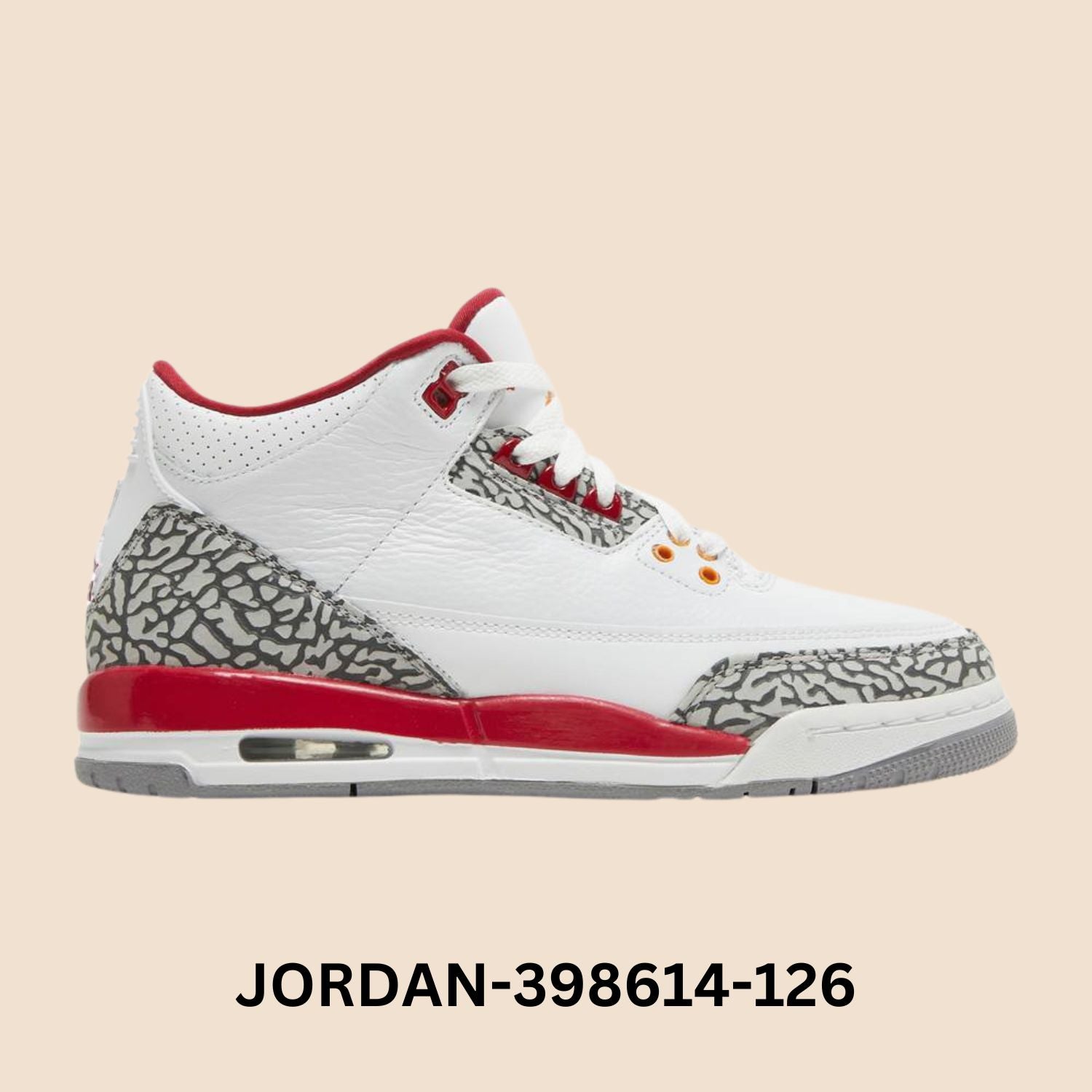 Air Jordan 3 Retro  "CARDINAL RED" Grade School Style# 398614-126