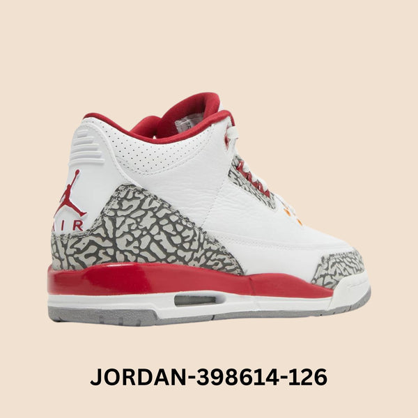 Air Jordan 3 Retro  "CARDINAL RED" Grade School Style# 398614-126