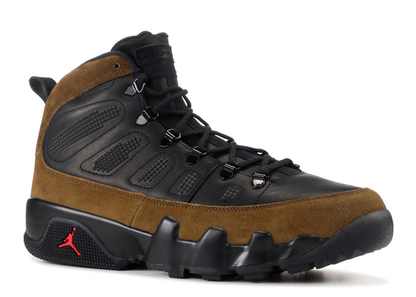 Jordan Men's Air 9 Retro Boot NRG, Black/True Red-Light Olive Basketball Shoes #AR4491-012