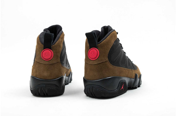 Jordan Men's Air 9 Retro Boot NRG, Black/True Red-Light Olive Basketball Shoes #AR4491-012
