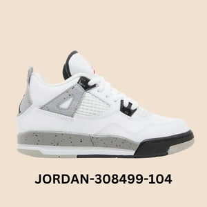 Air Jordan 4 retro "WHITE CEMENT" Little Kids Style# 308499-104