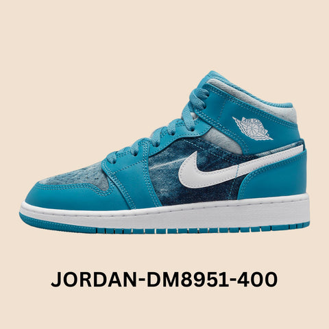 Air Jordan 1 Mid "Washed Denim" Grade School Style# DM8951-400