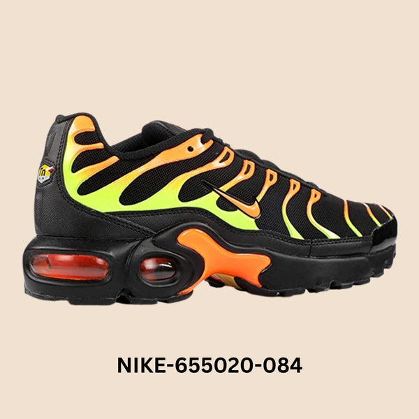 Nike Air Max Plus "Black Volt Total Orange" Grade School Style# 655020-084