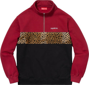 Supreme Leopard Panel Half Zip Sweatshirt Style #FW18SW55