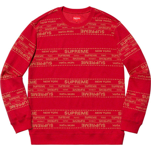 Supreme Metallic Jacquard Crewneck Red #SS19KN25