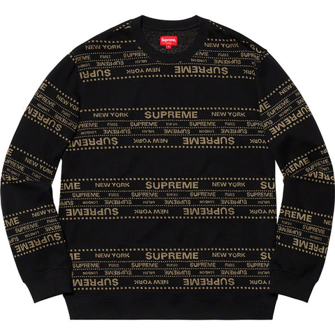 Supreme Metallic Jacquard Crewneck Black #SS19KN25