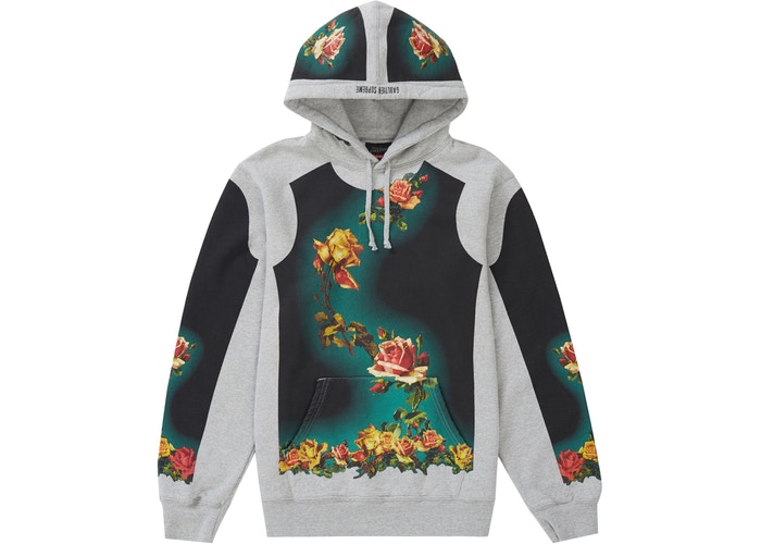 Supreme Jean Paul Gaultier Floral Print Hooded Sweatshirt Grey #SS19SW1