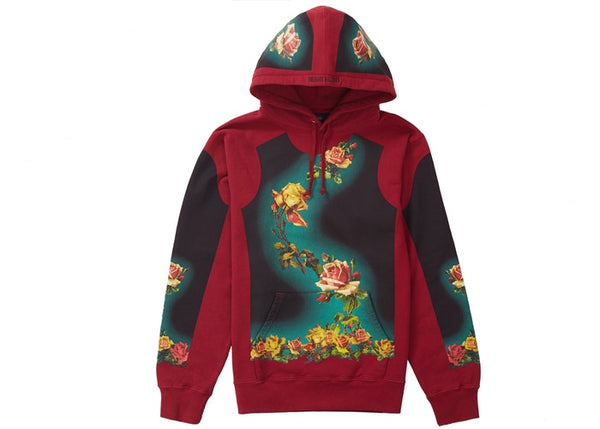 Supreme Jean Paul Gaultier Floral Print Hooded Sweatshirt Red #SS19SW1
