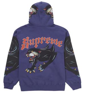 Supreme Panther ZipUp Hoodie Color Washed Navy Style SS21SW26 Size Large
