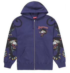 Supreme Panther ZipUp Hoodie Color Washed Navy Style SS21SW26 Size Large