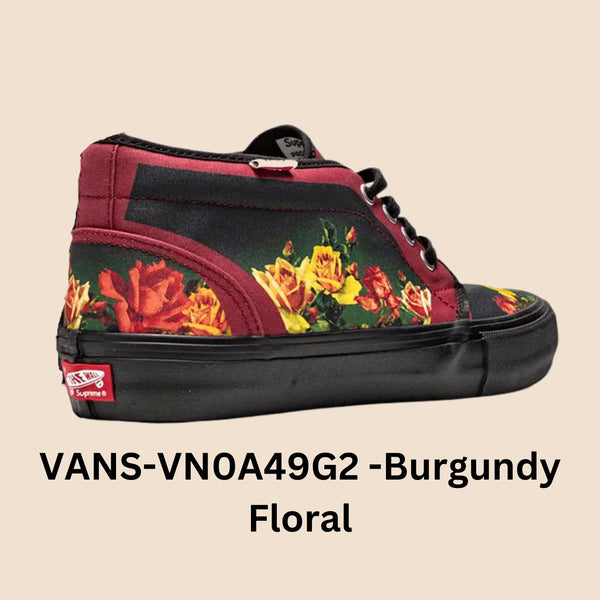 Vans Supreme x Jean Paul Gaultier x Chukka 95 "Burgundy Floral" Men's Style# VN0A49G2
